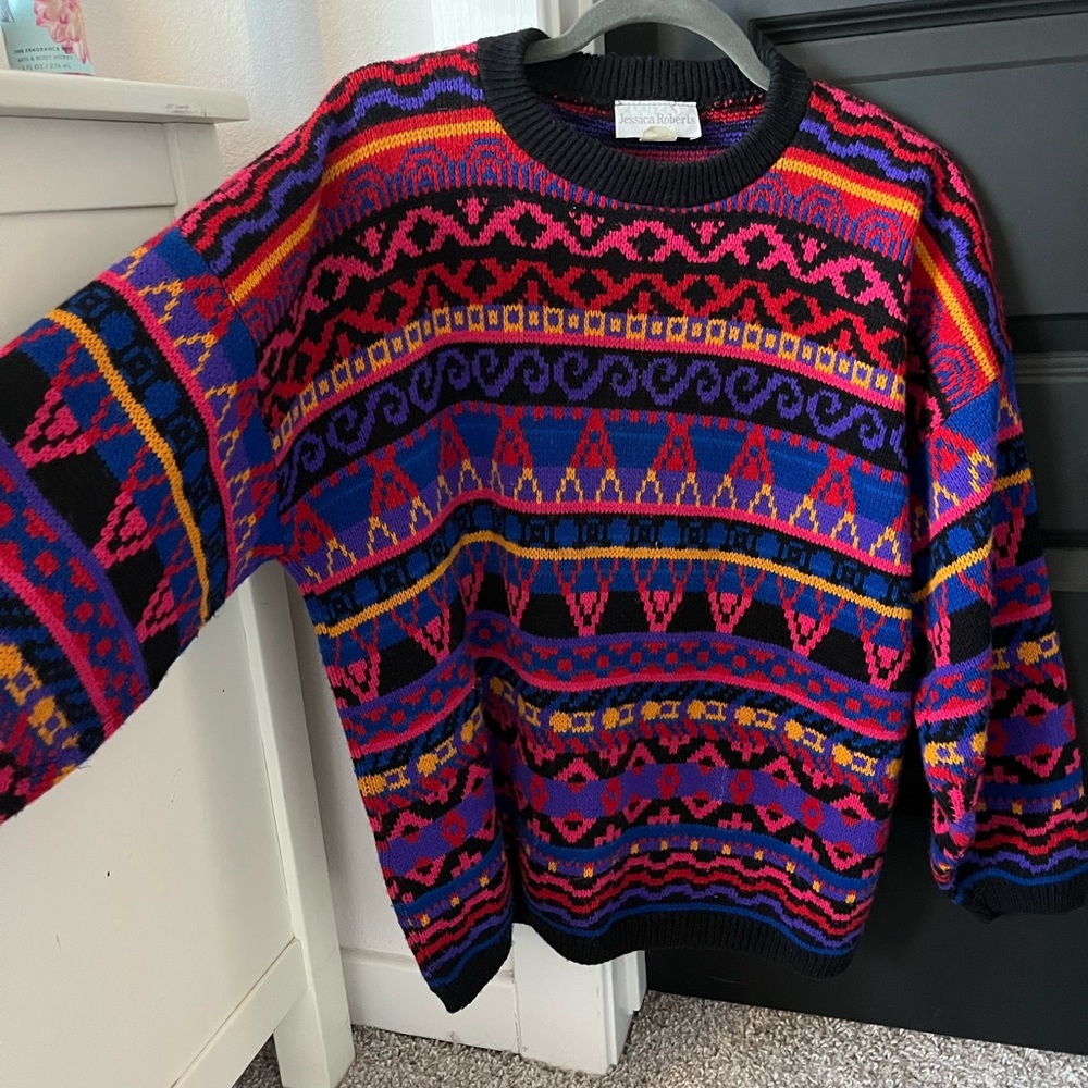 super rad 80s knit sweater with fun retro design!!